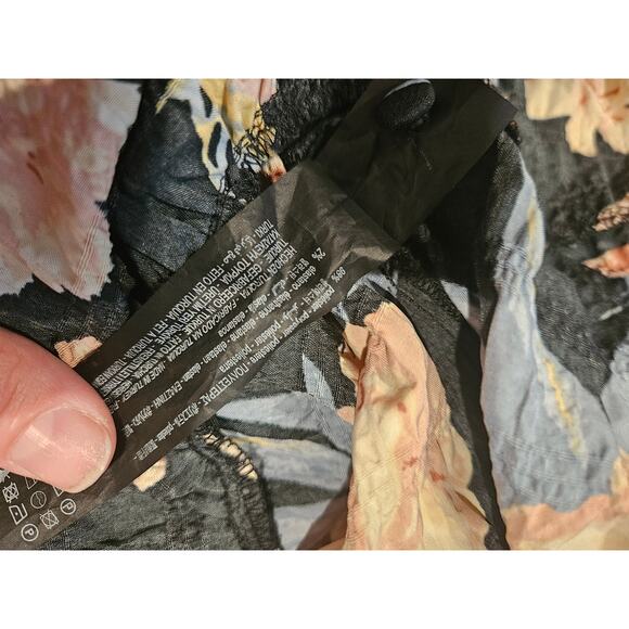 Zara medium long puff sleeve tiered black floral mini swing dress - Picture 6 of 7